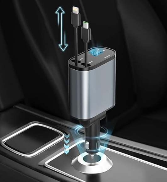 Teknalix - Cargador Múltiple Retráctil para Automóvil 4 en 1